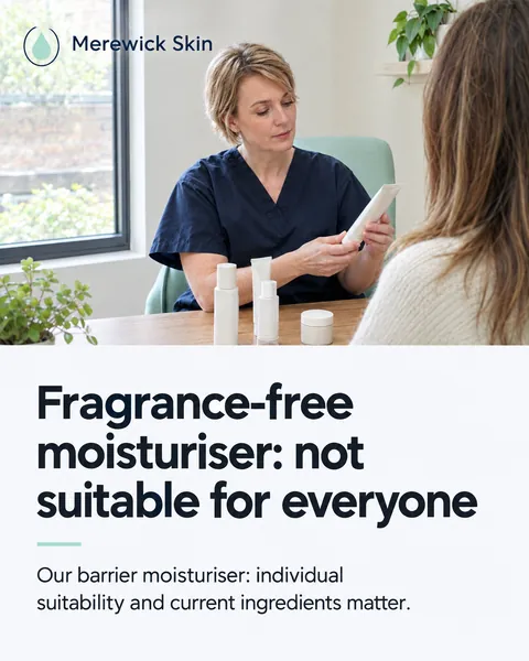 Merewick Skin, skin care clinic in Birmingham, UK: Fragrance-free moisturiser: not suitable for everyone