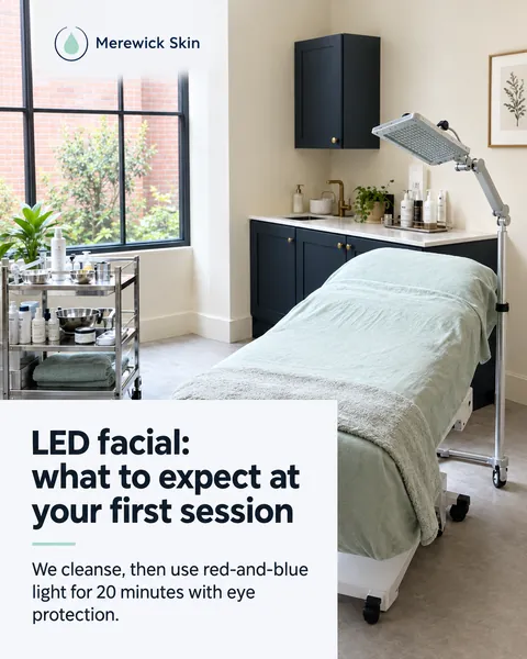 Merewick Skin, skin care clinic in Birmingham, UK: LED facial: what to expect at your first session