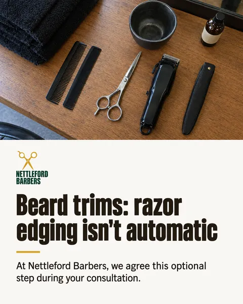 Nettleford Barbers, traditional barbershop in Leeds: Beard trims: razor edging isn't automatic