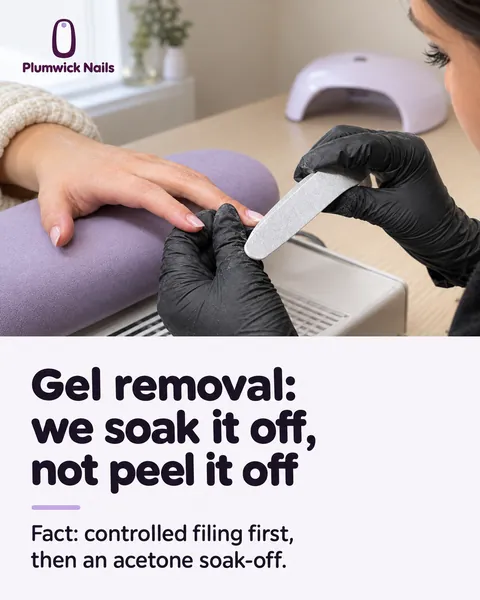 Plumwick Nails, nail bar in Brighton: Gel removal: we soak it off, not peel it off
