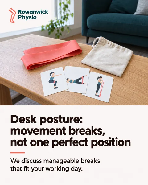 Rowanwick Physio, physiotherapy clinic in Edinburgh: Desk posture: movement breaks, not one perfect position